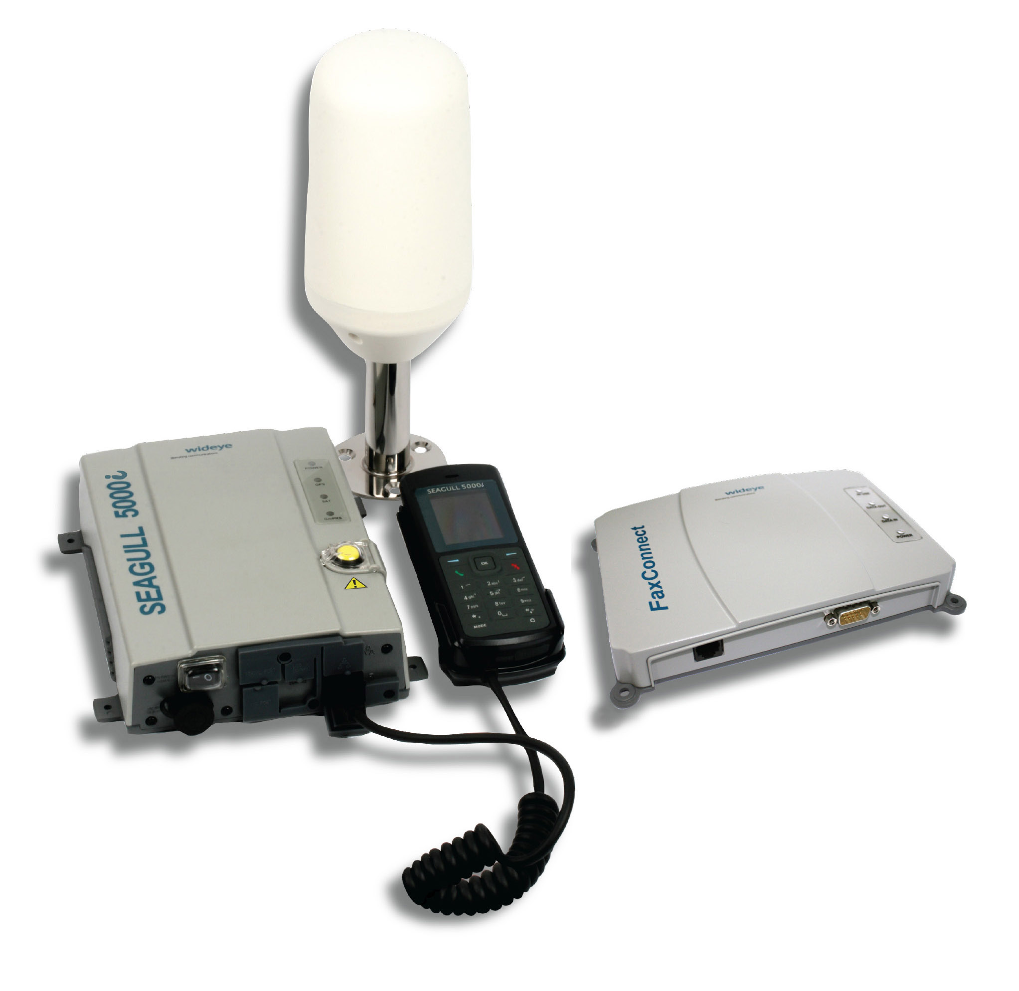 Wideye Seagull 5000i Satellite Terminal, Active Antenna, 10m Cable and Fax Connect